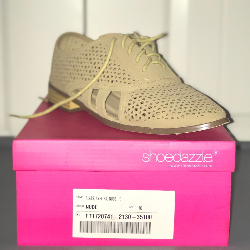 Nude mesh/ caged flats